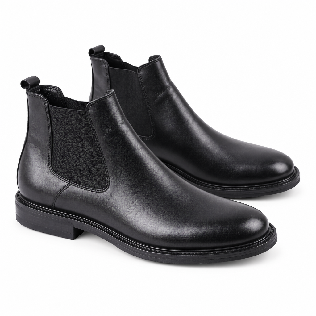 Black Leather Chelsea Boots