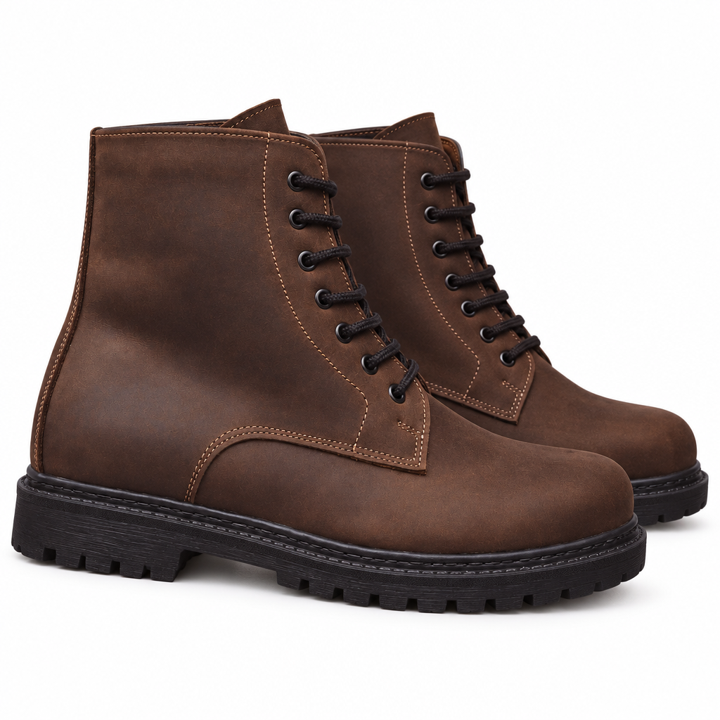Vintage Brown Lace-Up Boots