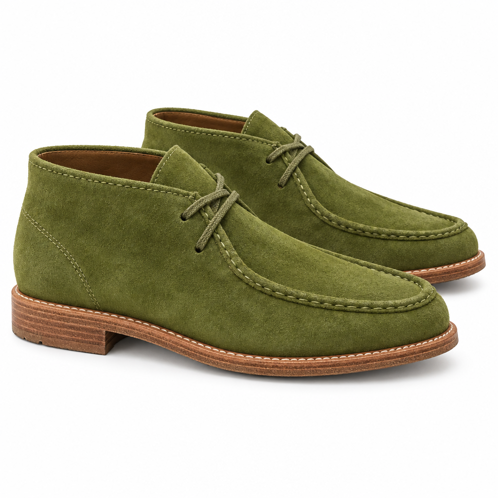 Olive Suede Moc Toe Boots