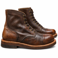 Distressed Brown Cap Toe Boots